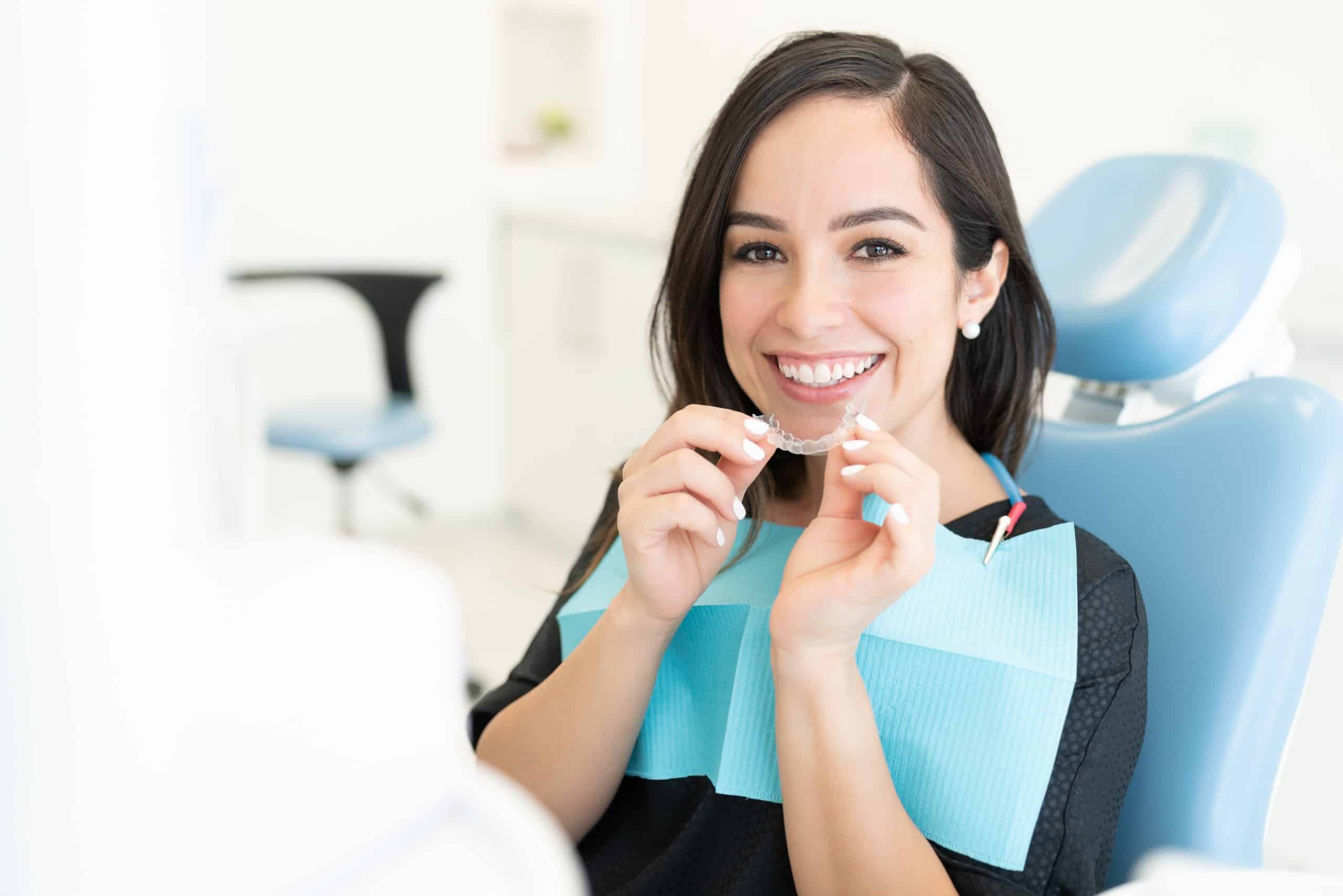 Patient With Clear Aligner At Clinic